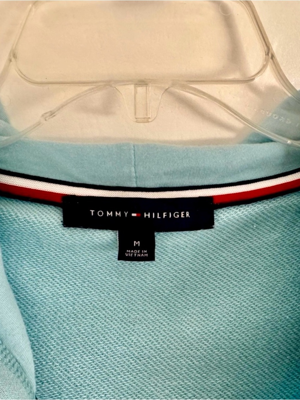 Tommy Hilfiger Pastel Blue Full Zip Up Hoodie Sweatshirt Size Medium - Picture 4 of 14